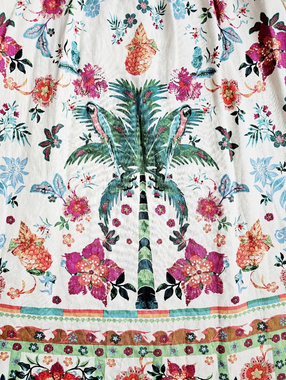 Rachel Zoe Linen Maxi Skirt Elastic Waistband Colorful Tropical Resortwear S NWT - Picture 12 of 14